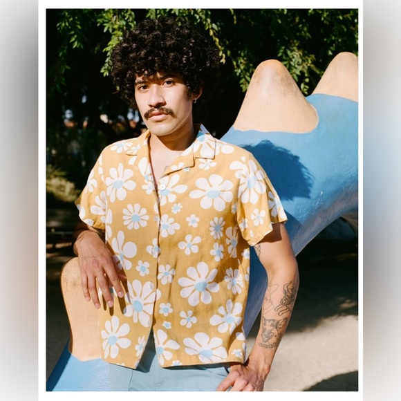 🎯Rare NWOT Big Bud Press "XL Lazy Daisy" Button Up Shirt Top Size Petite Unisex - Picture 2 of 12